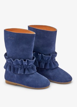 Donsje Amsterdam Meisjes Charlodi laars van leer in de kleur Donkerblauw, maat: 24