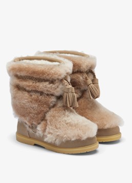 Donsje Amsterdam Meisjes Myril boots met bont in de kleur Bruin, maat: 23