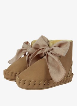 Donsje Amsterdam Meisjes Pina boots met strikdetail in de kleur Beige, maat: 6-12M=17