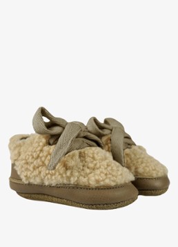 Donsje Amsterdam Meisjes Rije sneakers met bont in de kleur Beige, maat: 6-12M=17