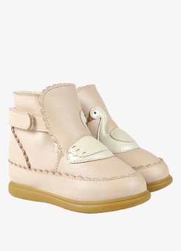 Donsje Amsterdam Meisjes Boots met borduring in de kleur Beige, maat: 22