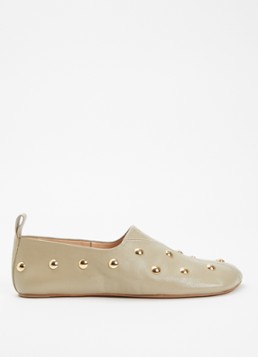 Chloé Dames Rita slip-on van leer met studs in de kleur Lindegroen, maat: 41