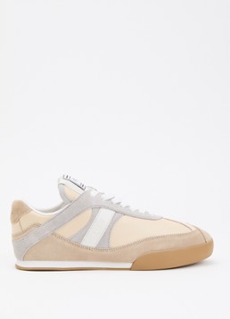 Chloé Dames Kick sneaker van kalfsleer met details van suède in de kleur Beige, maat: 41
