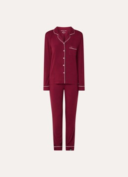 Pretty You Dames Bamboo pyjamaset met contrasterende bies in de kleur Beige, maat: 38