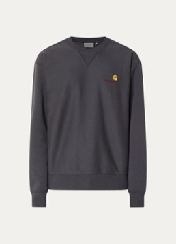 Carhartt WIP Heren American Script sweater met logoborduring in de kleur Antraciet, maat: L