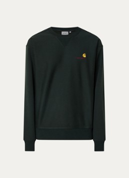 Carhartt WIP Heren American Script sweater met logoborduring in de kleur Donkergroen, maat: S