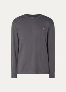 Carhartt WIP Heren American Script long sleeve met logo in de kleur Antraciet, maat: S