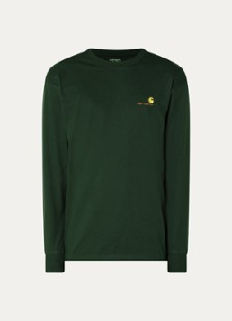 Carhartt WIP Heren American Script long sleeve met logo in de kleur Zwart, maat: S