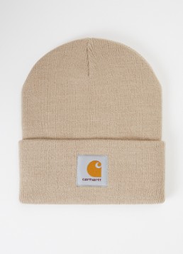 Carhartt WIP Heren Fijngebreide muts met logo in de kleur Beige, maat: One Size