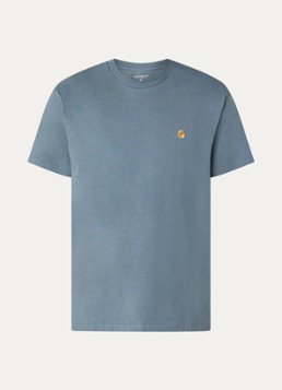 Carhartt WIP Heren Chase T-shirt met logo in de kleur Staalblauw, maat: S