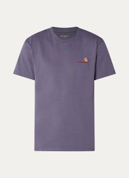 Carhartt WIP Heren T-shirt van katoen met logoborduring in de kleur Paars, maat: XL