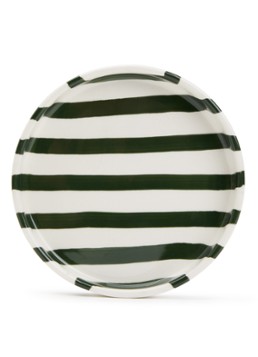 Vtwonen Stripes gebaksbordje 13 cm Donkergroen - Deal