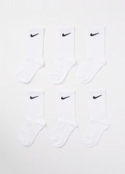 Nike Meisjes Sokken met logo in 6-pack in de kleur Wit, maat: ONE SIZE