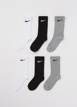 Nike Meisjes Sokken met logo in 6-pack in de kleur Grijs, maat: ONE SIZE