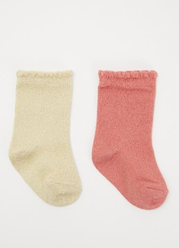 Konges Sløjd Meisjes Sokken met lurex in 2-pack in de kleur Goud, maat: 29/32