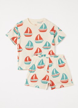 Konges Sløjd Jongens Set van T-shirt met korte broek 2-delig in de kleur Beige, maat: 9M=74