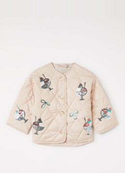 Konges Sløjd Meisjes Flora gewatteerd jack met pailletten in de kleur Beige, maat: 18M=86