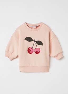 Konges Sløjd Meisjes Lou Terry sweater met borduring in de kleur Zalmroze, maat: 18M=86