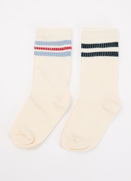 Konges Sløjd Jongens Sokken met streepprint in 2-pack in de kleur Gebroken wit, maat: 22/24