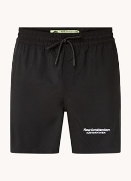 New Amsterdam Surf Association Heren Team straight fit korte broek met logoborduring in de kleur Zwart, maat: L