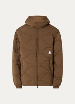 New Amsterdam Surf Association Heren Puffer jack met quilt patroon en logoborduring in de kleur Bruin, maat: M