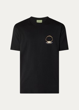 New Amsterdam Surf Association Heren Eclipse T-shirt met logo- en backprint in de kleur Zwart, maat: XL