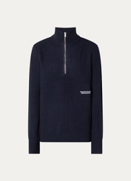 New Amsterdam Surf Association Heren Ribgebreide trui met halve rits in de kleur Beige, maat: XL