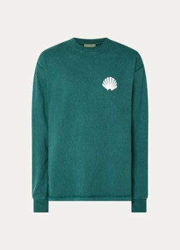 New Amsterdam Surf Association Heren Longsleeve met logo- en backprint in de kleur Zeegroen, maat: S