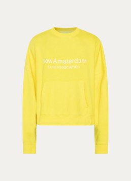 New Amsterdam Surf Association Heren Sweater met logoprint in de kleur Lichtgeel, maat: XL