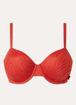 Calvin Klein Dames Voorgevormde demi bh met overlay van mesh in de kleur Jazzberry jam / rood