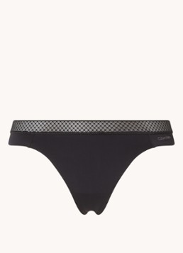 Calvin Klein Dames Seductive Comfort string met kant in de kleur Zwart