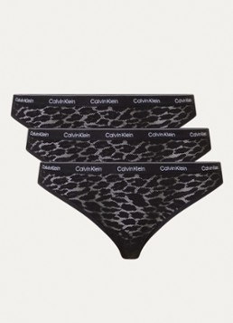 Calvin Klein Dames Modern Logo slip van kant in 3-pack in de kleur Zwart