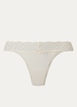 Calvin Klein Dames Attraction string met details van kant in de kleur Ivoor