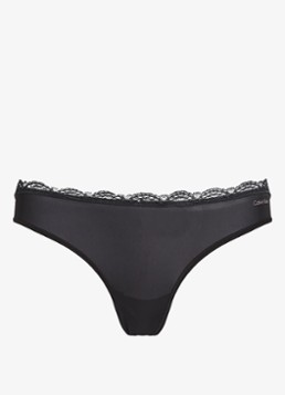 Calvin Klein Dames String met kant in de kleur Zwart
