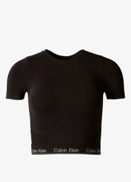 Calvin Klein Dames Crop top met logoband in de kleur Zwart