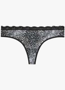 Calvin Klein Dames String met kant in de kleur Zwart
