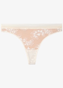 Calvin Klein Dames String met kant in de kleur Wit