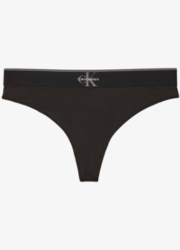Calvin Klein Dames Tanga met logoband in de kleur Zwart