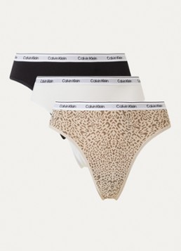 Calvin Klein Dames Brazilian tanga met logoband in 3-pack in de kleur Beige