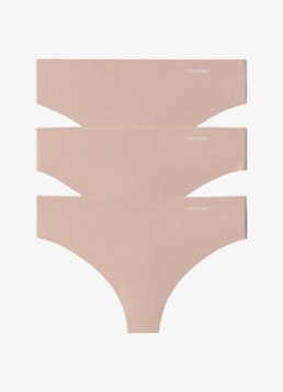 Calvin Klein Dames String met logo in 3-pack in de kleur Beige