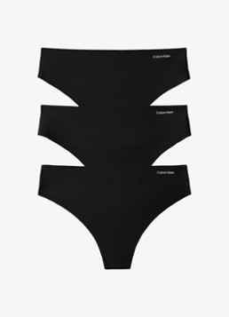 Calvin Klein Dames String met logo in 3-pack in de kleur Zwart
