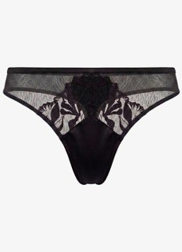 Calvin Klein Dames Tanga van mesh met borduring in de kleur Zwart