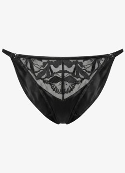 Calvin Klein Dames Slip van satijn met mesh en borduring in de kleur Zwart