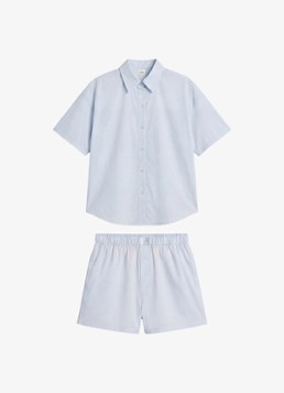 Calvin Klein Dames Pyjamaset met logo 2-delig in de kleur Lichtblauw