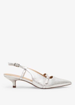 Phase Eight Dames Slingback van geitenleer in de kleur Zilver