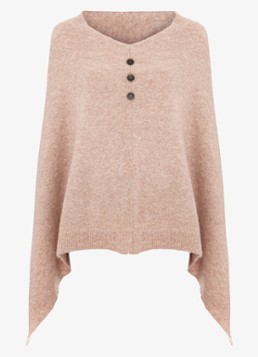 Phase Eight Dames Fijngebreide poncho met knoopdetail in de kleur Camel