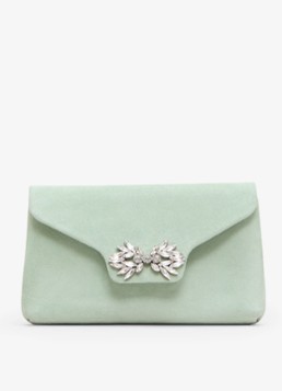 Phase Eight Dames Sparkle clutch van suède met strass in de kleur Lindegroen
