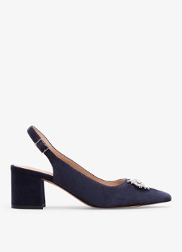Phase Eight Dames Slingback van geitensuède met strass in de kleur Donkerblauw