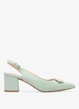 Phase Eight Dames Sparkle slingback van geitensuède in de kleur Lindegroen