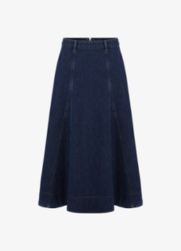 Phase Eight Dames Thea midi rok van denim in de kleur Denim
